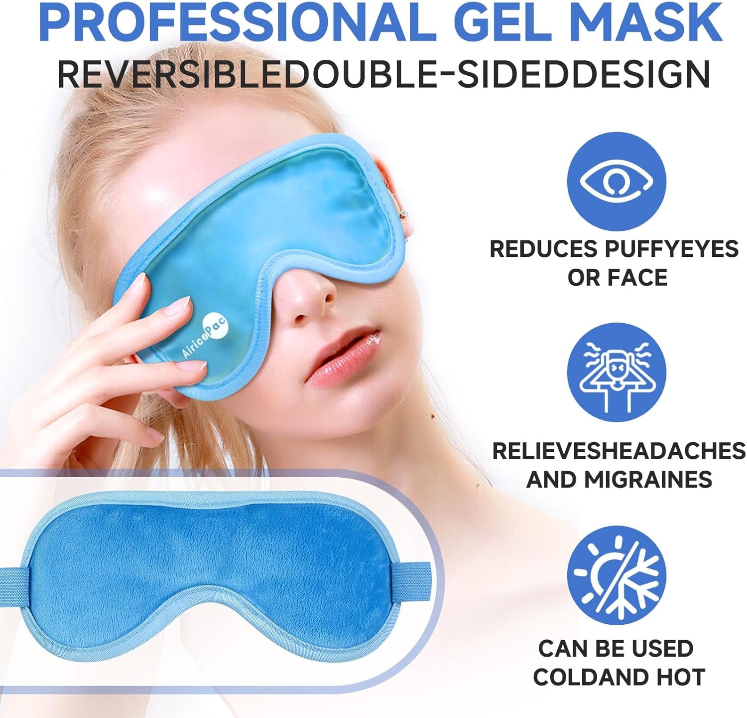 Cold Eye Mask Cooling Eye Mask for Dry Eyes, Gel Eye Mask Eye Ice Pack Reusable Cold Eye Compress for Dark Circles, Migraines, Eye Surgery, Skin Care